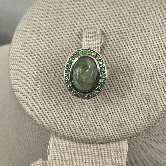 Vintage Sterling Silver Ring with Serpentine Gemstone – Size 6.5 - Picture 11 of 15